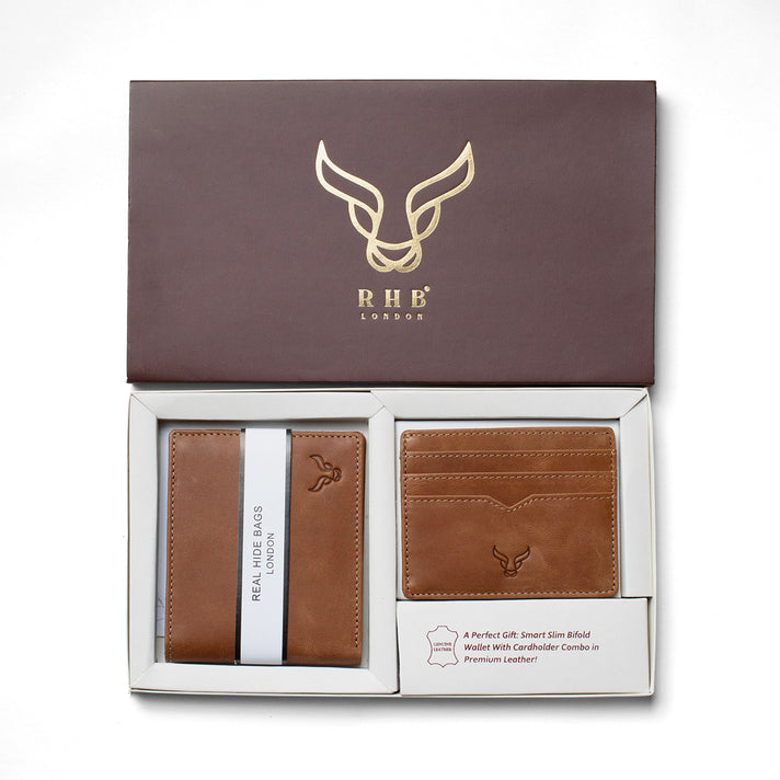 Prestige Genuine Leather Wallet and Card Holder Combo Gift Set With RFID Blocking Technology - Tan 8646920 1