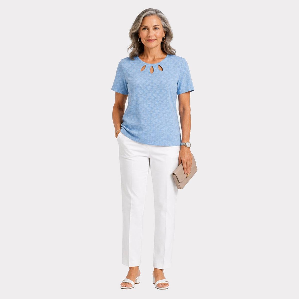 Pure And Natural Keyhole Top (Size 10/12) - Sky V32606459 0