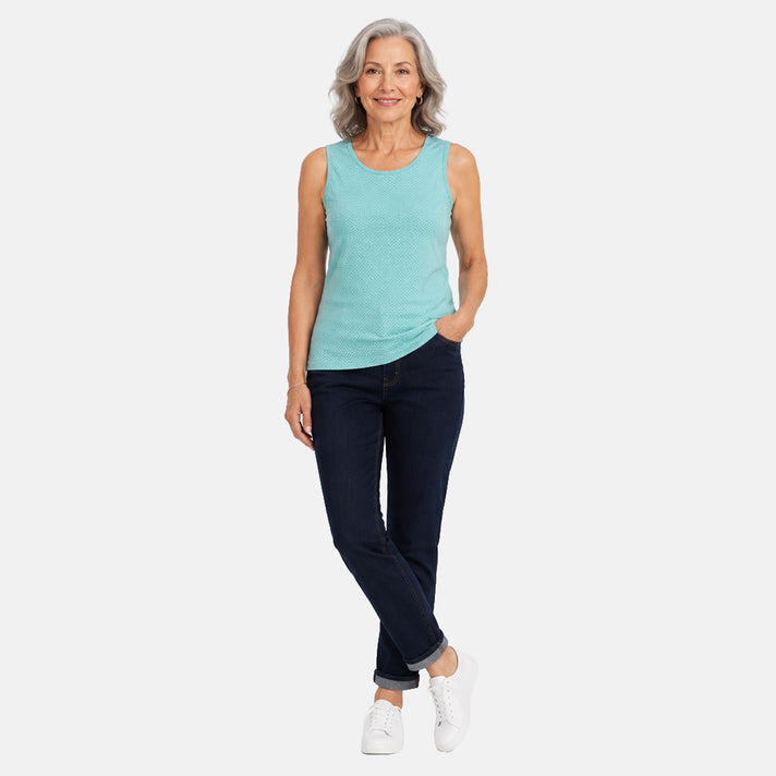 Beaumonde Vest Top (Size 22/24) - Aqua &amp; White 8646978 1