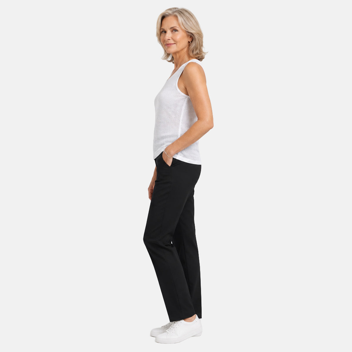 Beaumonde Vest Top (Size 14/16) - Optic White &amp; Black V32644568 1