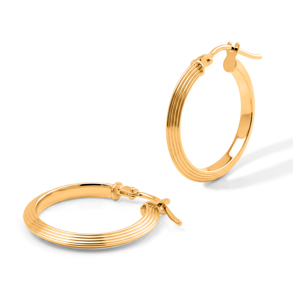 Maestro Collection - 9K Yellow Gold Hoop Earring with Clasp(Outer Diameter 19.50mm)._8646990