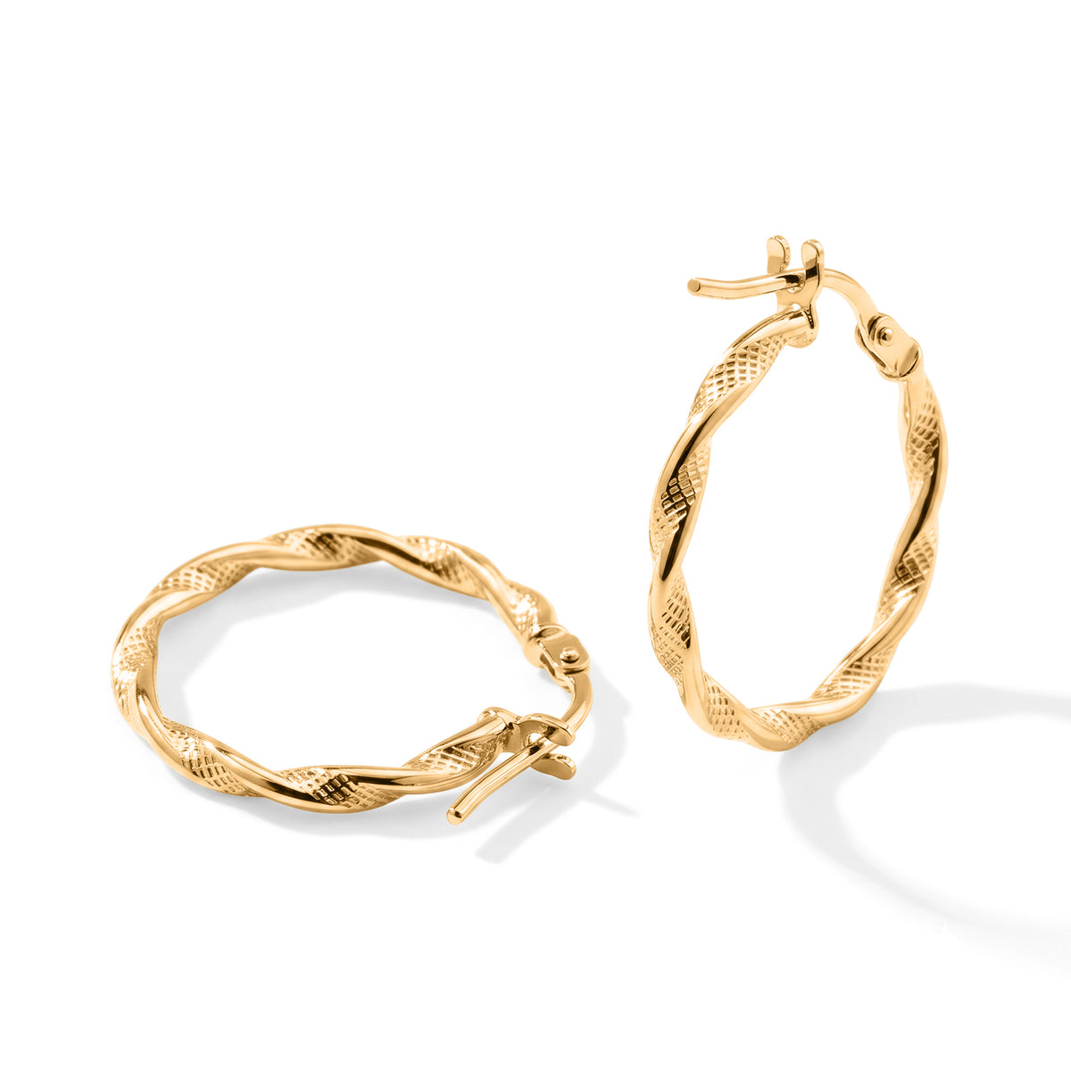 Maestro Collection - 9K Yellow Gold Twisted Hoop Earring with Clasp 8646993 0