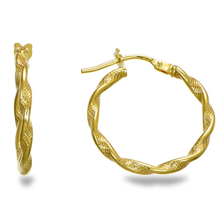 Royal Bali Collection- 9K Yellow Gold Hoop Earring with Clasp 8646993 1