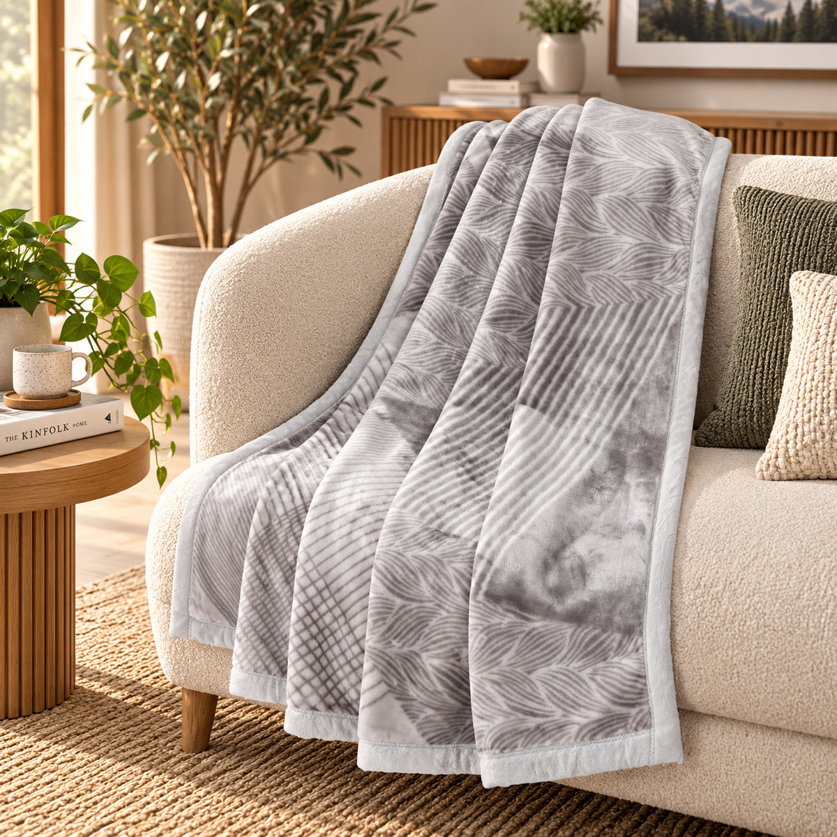 LIVMORE Patterned Blanket (Size 200x1 cm) - Grey 8647072 0