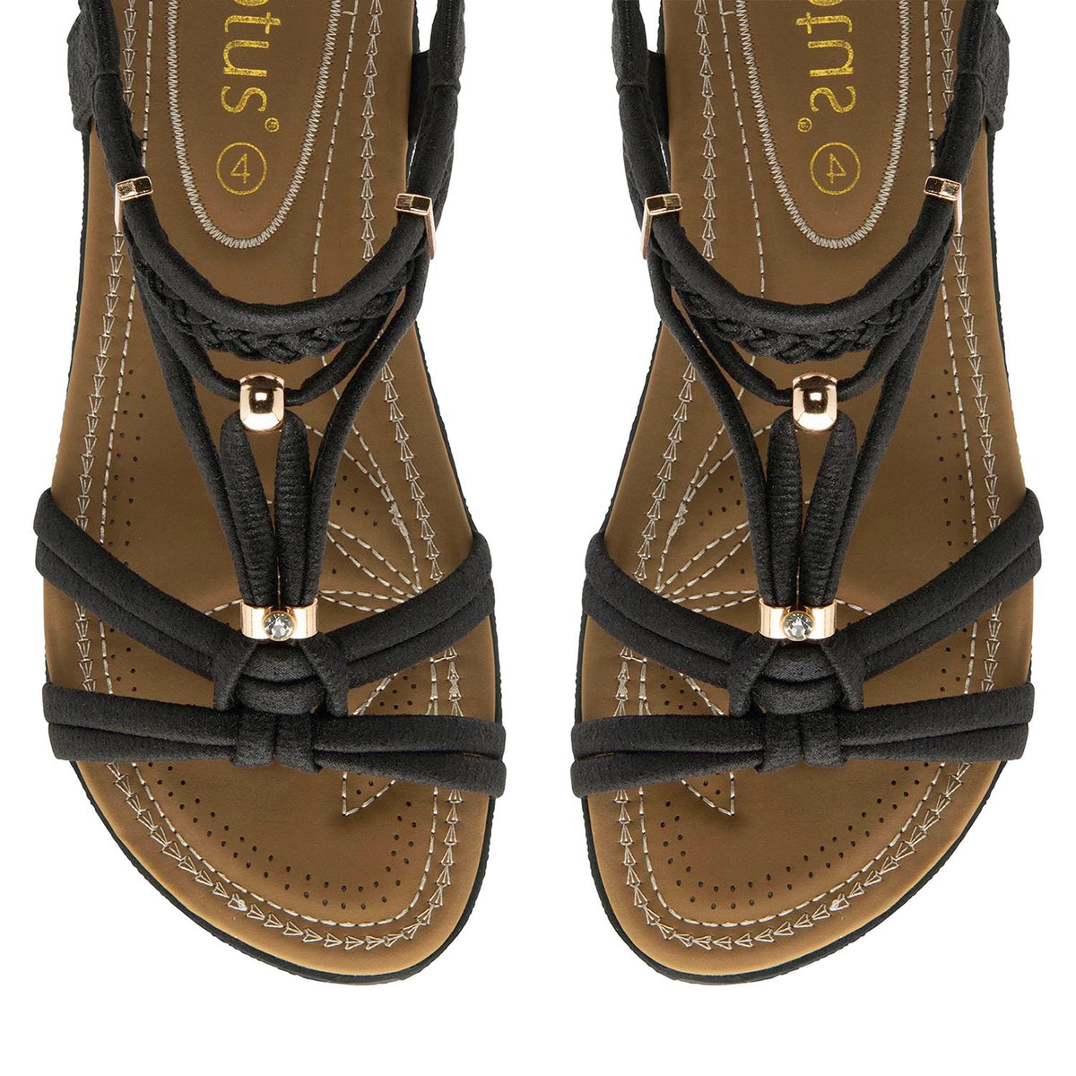 Lotus Domenica Open-Toe Elasticated Strappy Flat Sandals (Size 5) - Black V32540093 2