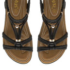Lotus Domenica Open-Toe Elasticated Strappy Flat Sandals (Size 5) - Black_8647162_2