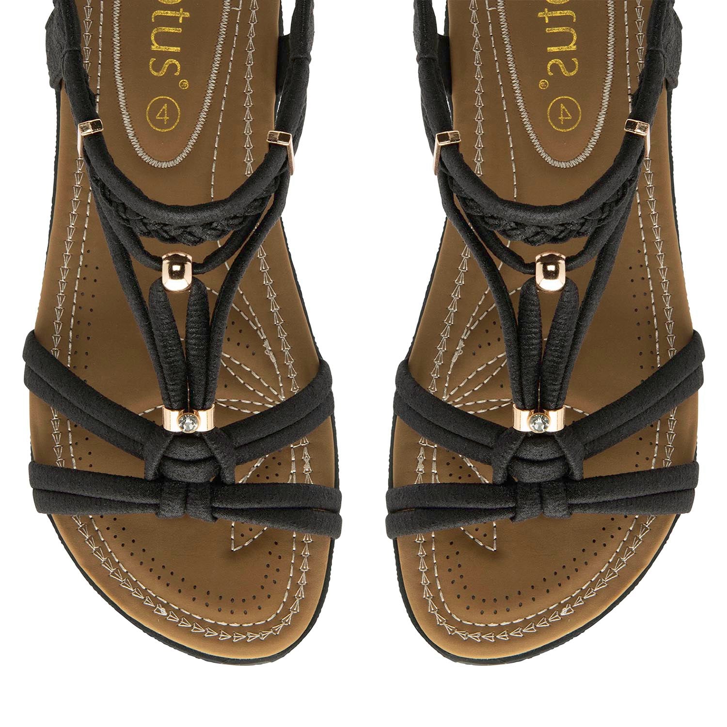 Lotus Domenica Open-Toe Elasticated Strappy Flat Sandals (Size 5) - Black V32540093 2
