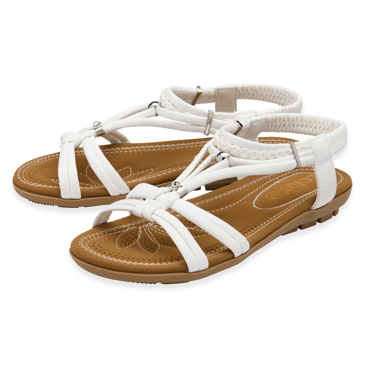 Lotus Domenica Open-Toe Elasticated Strappy Flat Sandals (Size 3) - White V32530185 1