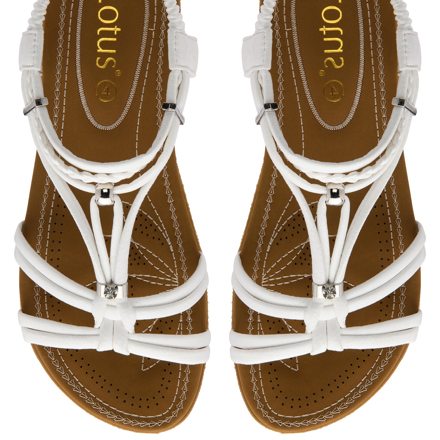 Lotus Domenica Open-Toe Elasticated Strappy Flat Sandals (Size 3) - White V32530185 2