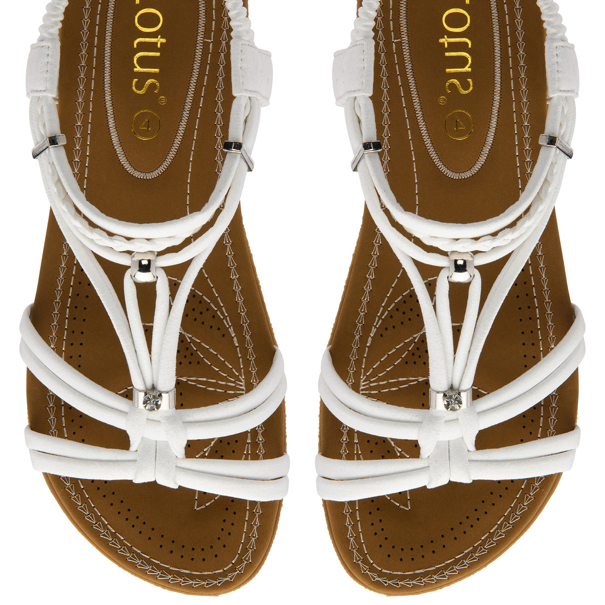 Lotus Domenica Open-Toe Elasticated Strappy Flat Sandals (Size 4) - White 8647173 2