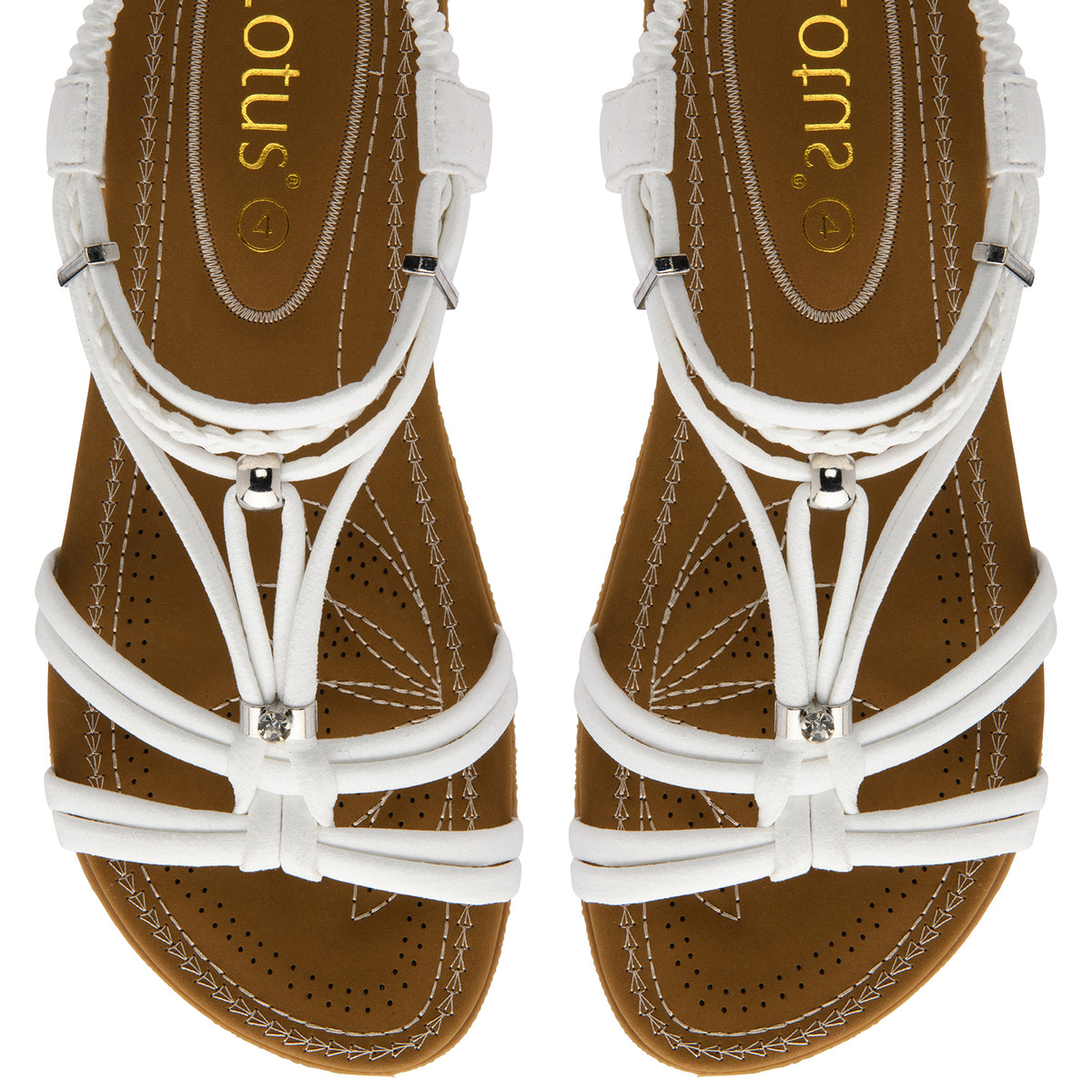 Lotus Domenica Open-Toe Elasticated Strappy Flat Sandals (Size 5) - White V32577771 2