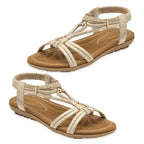 Lotus Domenica Open-Toe Elasticated Strappy Flat Sandals (Size 5) - Gold_8647185