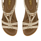 Lotus Domenica Open-Toe Elasticated Strappy Flat Sandals (Size 5) - Gold_8647185_2
