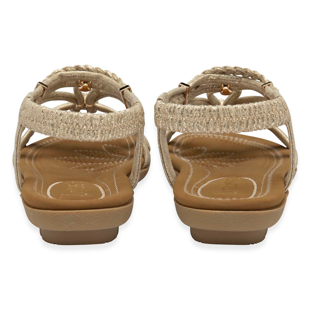 Lotus Domenica Open-Toe Elasticated Strappy Flat Sandals (Size 5) - Gold_8647185_3