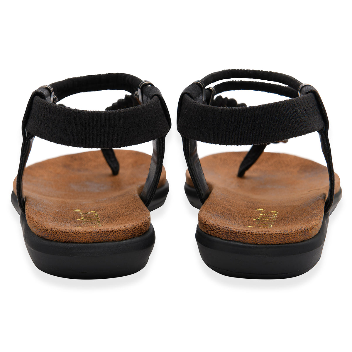 Lotus Textile Sol Flat Diamante Braided T-bar Straps Toe Post Sandals (Size 4) - Black V32528755 3