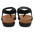 Lotus Textile Sol Flat Diamante Braided T-bar Straps Toe Post Sandals (Size 6) - Black_8647260_3
