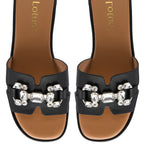 Lotus Agueda Casual Slip On Slide Sandals with Chunky Chain Detail (Size 4) - Black_8647289_2
