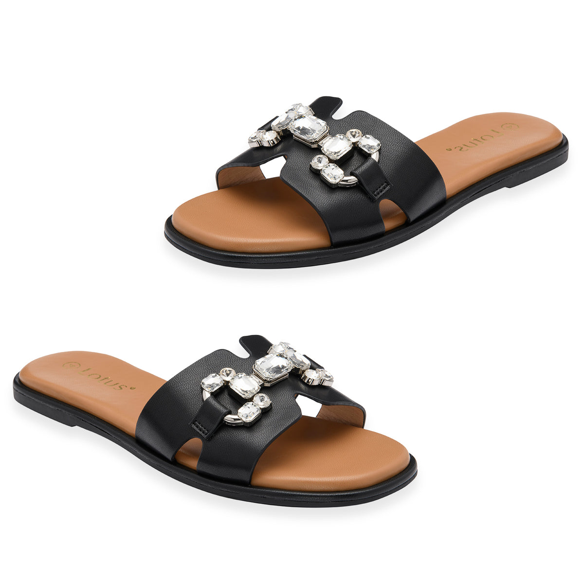 Lotus Agueda Casual Slip On Slide Sandals with Chunky Chain Detail (Size 5) - Black V32586308 0