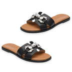 Lotus Agueda Casual Slip On Slide Sandals with Chunky Chain Detail (Size 5) - Black_8647290