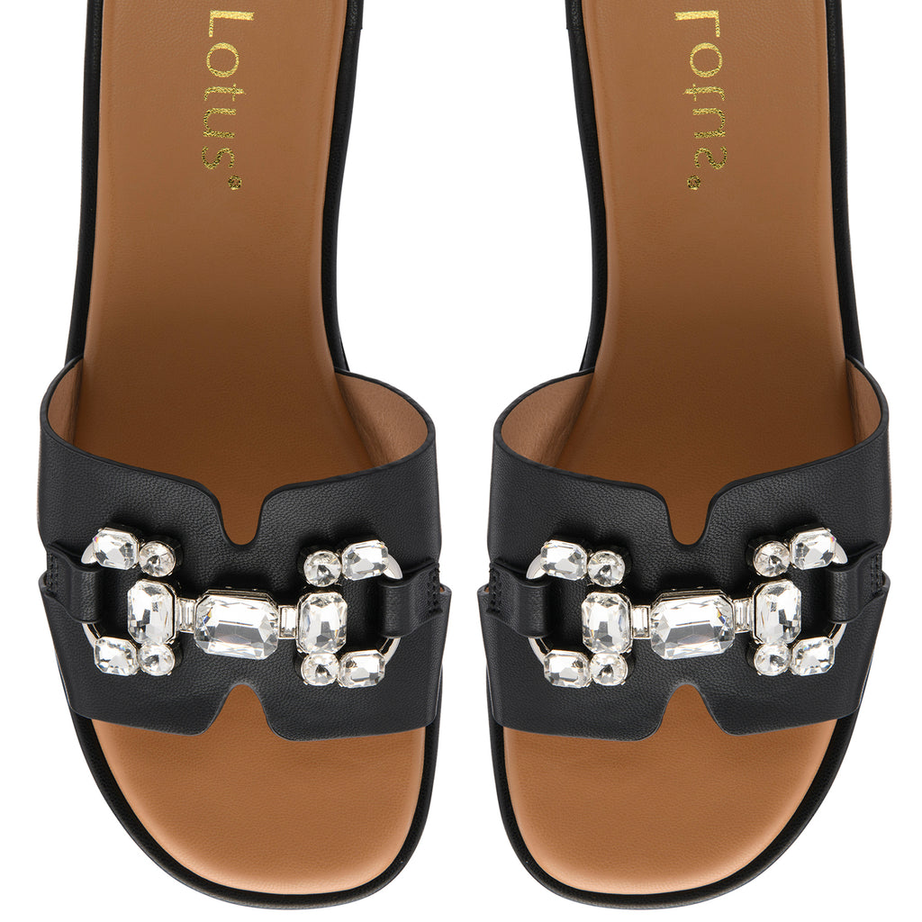Lotus Agueda Casual Slip On Slide Sandals with Chunky Chain Detail (Size 5) - Black_8647290_2