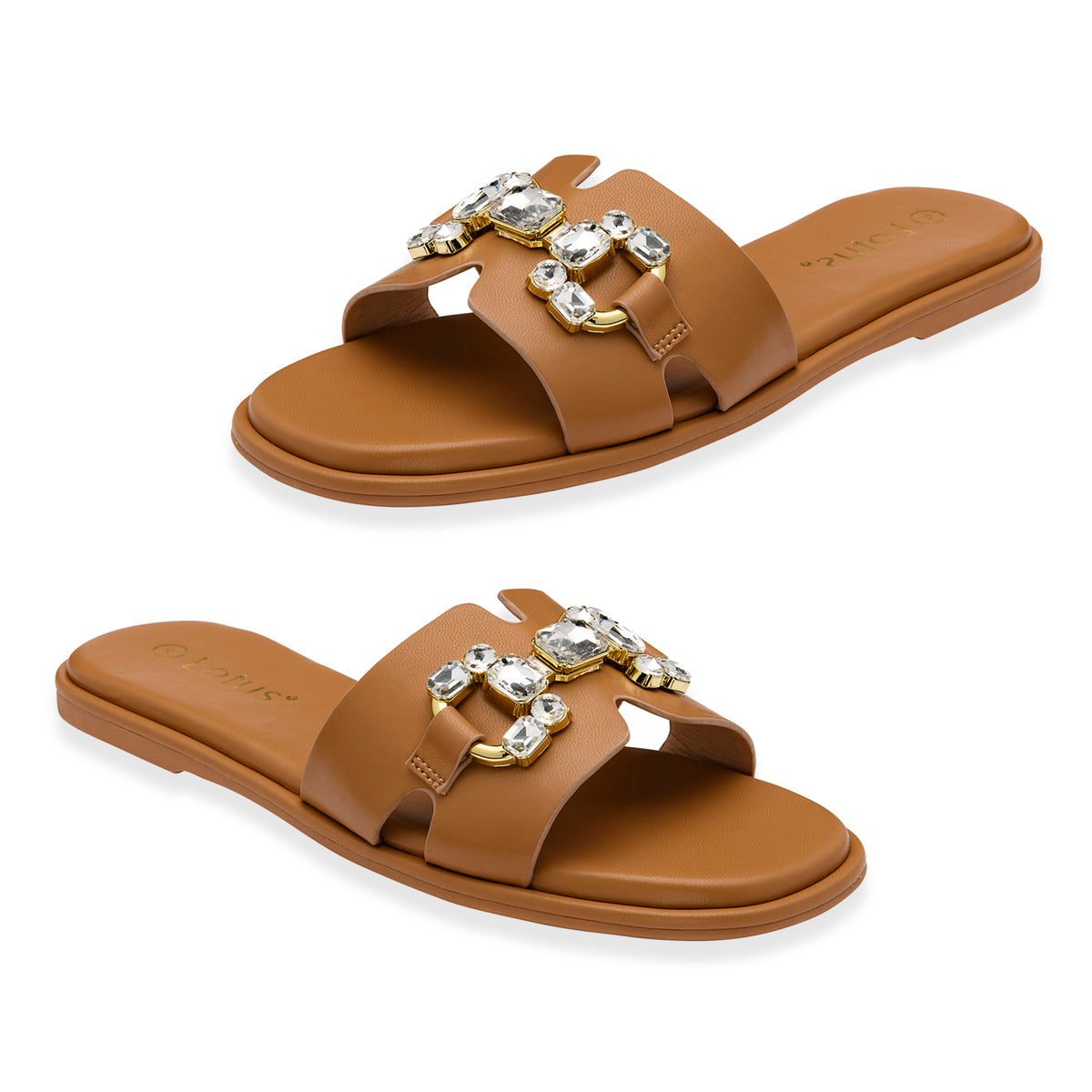 Lotus Agueda Casual Slip On Slide Sandals with Chunky Chain Detail (Size 3) - Tan V32623655 0