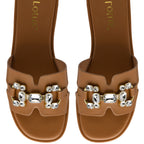 Lotus Agueda Casual Slip On Slide Sandals with Chunky Chain Detail (Size 3) - Tan_8647294_2