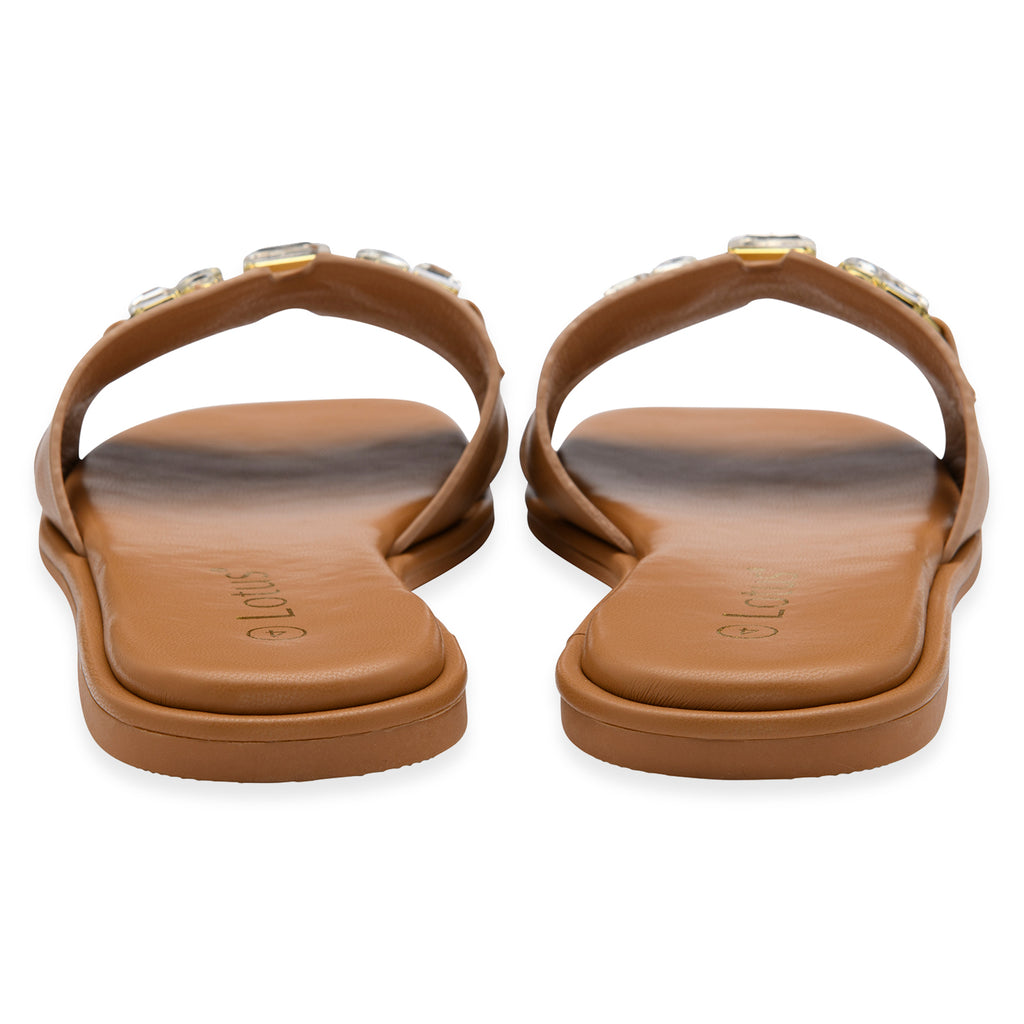 Lotus Agueda Casual Slip On Slide Sandals with Chunky Chain Detail (Size 3) - Tan_8647294_3