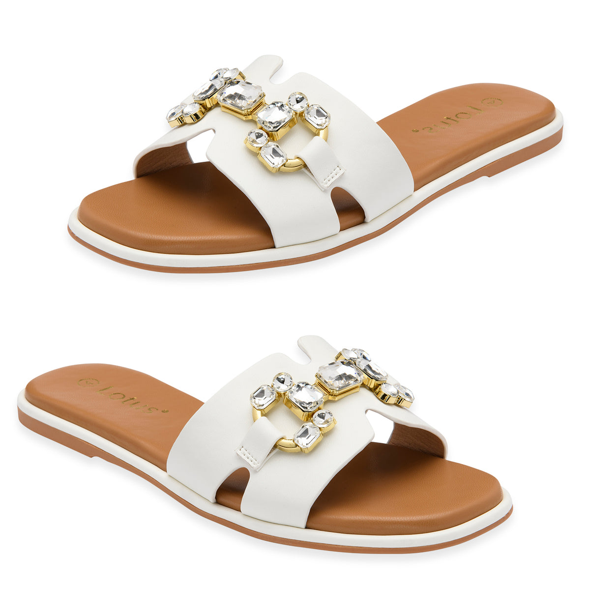 Lotus Agueda Casual Slip On Slide Sandals with Chunky Chain Detail (Size 4) - White V32586607 0