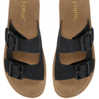 Lotus Volos Casual Open-Toe Double Buckle Strap Platform Mule Sandals (Size 5) - Black_8647611_2