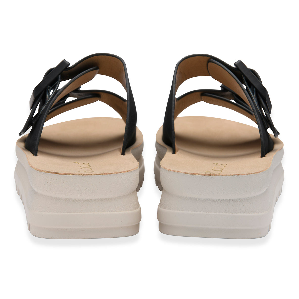 Lotus Volos Casual Open-Toe Double Buckle Strap Platform Mule Sandals (Size 5) - Black V32516187 3