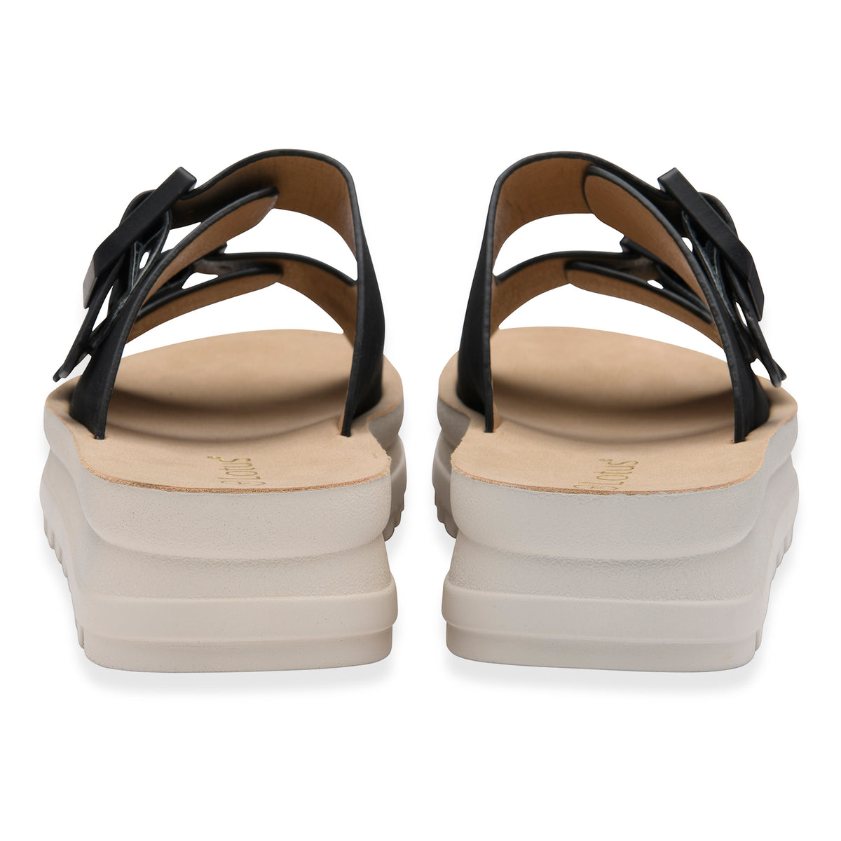 Lotus Volos Casual Open-Toe Double Buckle Strap Platform Mule Sandals (Size 5) - Black V32516187 3