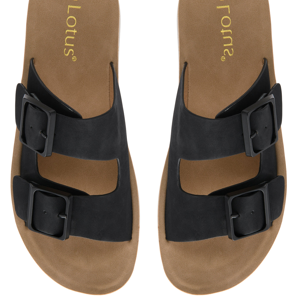 Lotus Volos Casual Open-Toe Double Buckle Strap Platform Mule Sandals (Size 6) - Black V32570185 2