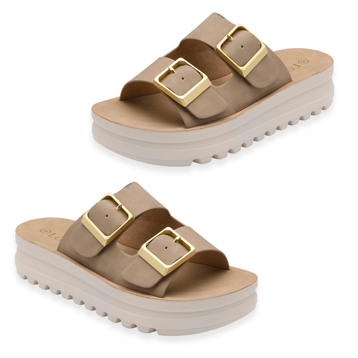 Lotus Volos Casual Open-Toe Double Buckle Strap Platform Mule Sandals (Size 8) - Blue V32614521 0