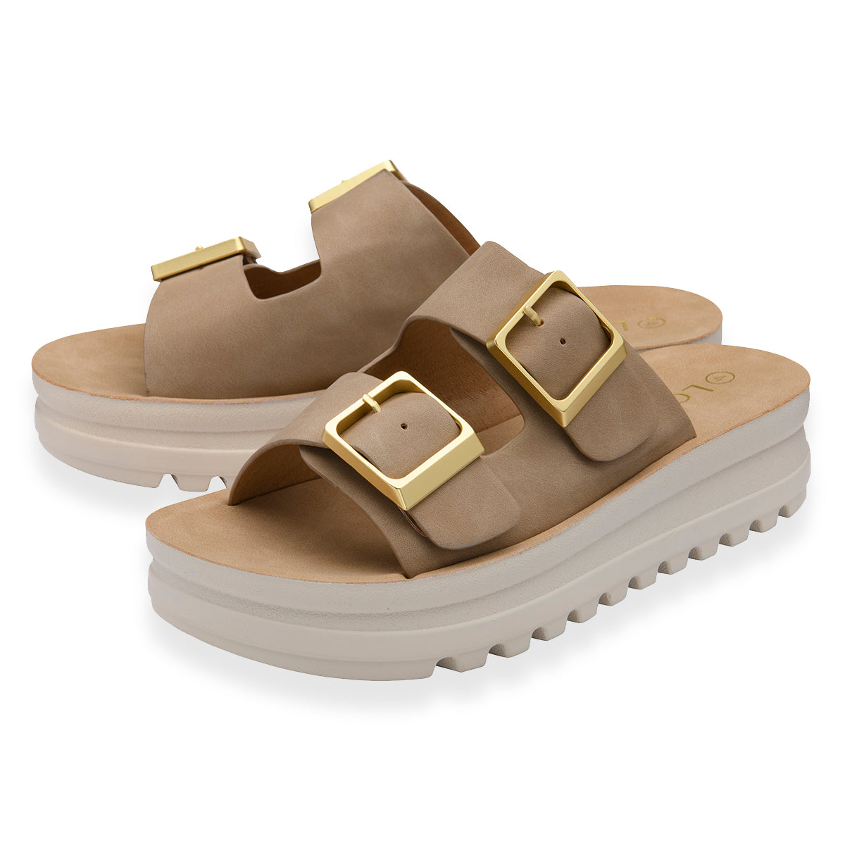Lotus Volos Casual Open-Toe Double Buckle Strap Platform Mule Sandals (Size 8) - Blue V32614521 1