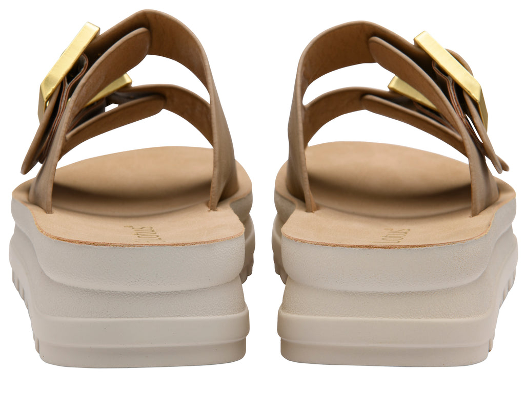 Lotus Volos Casual Open-Toe Double Buckle Strap Platform Mule Sandals (Size 6) - Natural_8647814_3