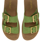 Lotus Volos Casual Open-Toe Double Buckle Strap Platform Mule Sandals (Size 5) - Green_8647904_2