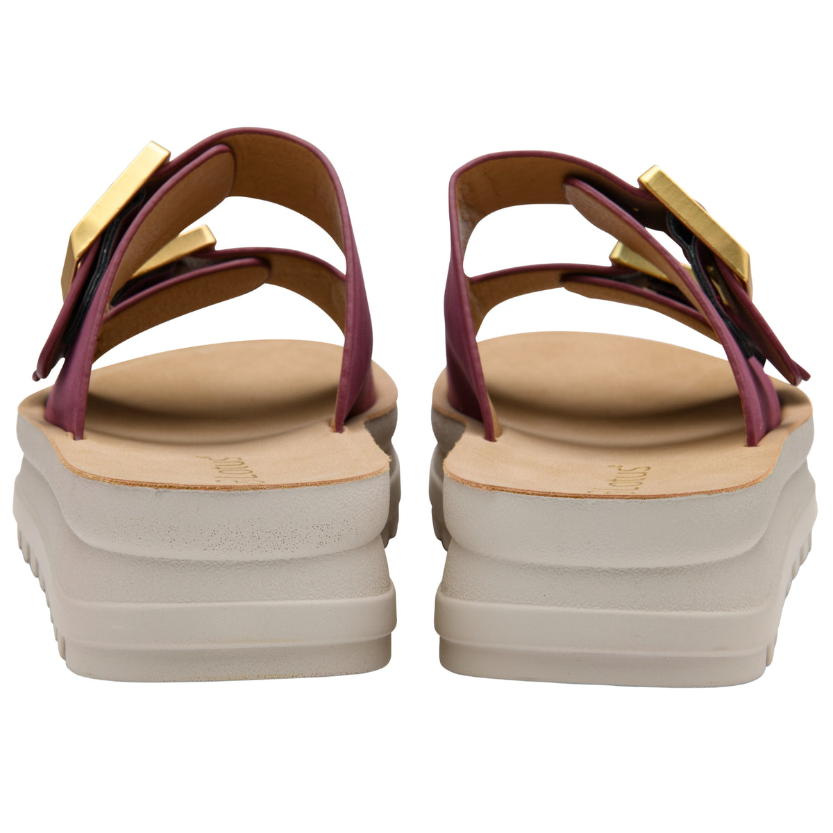Lotus Volos Casual Open-Toe Double Buckle Strap Platform Mule Sandals (Size 6) - Plum V32597775 3
