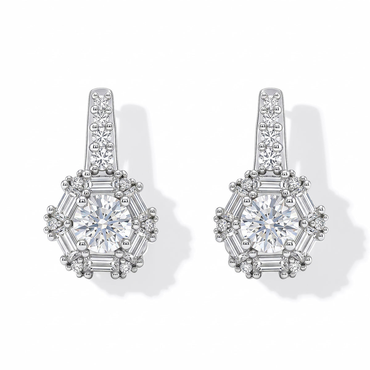 D'Joy - Moissanite Earring with Push Back in Platinum Overlay Sterling Silver 1.70 Ct. V32514768 0