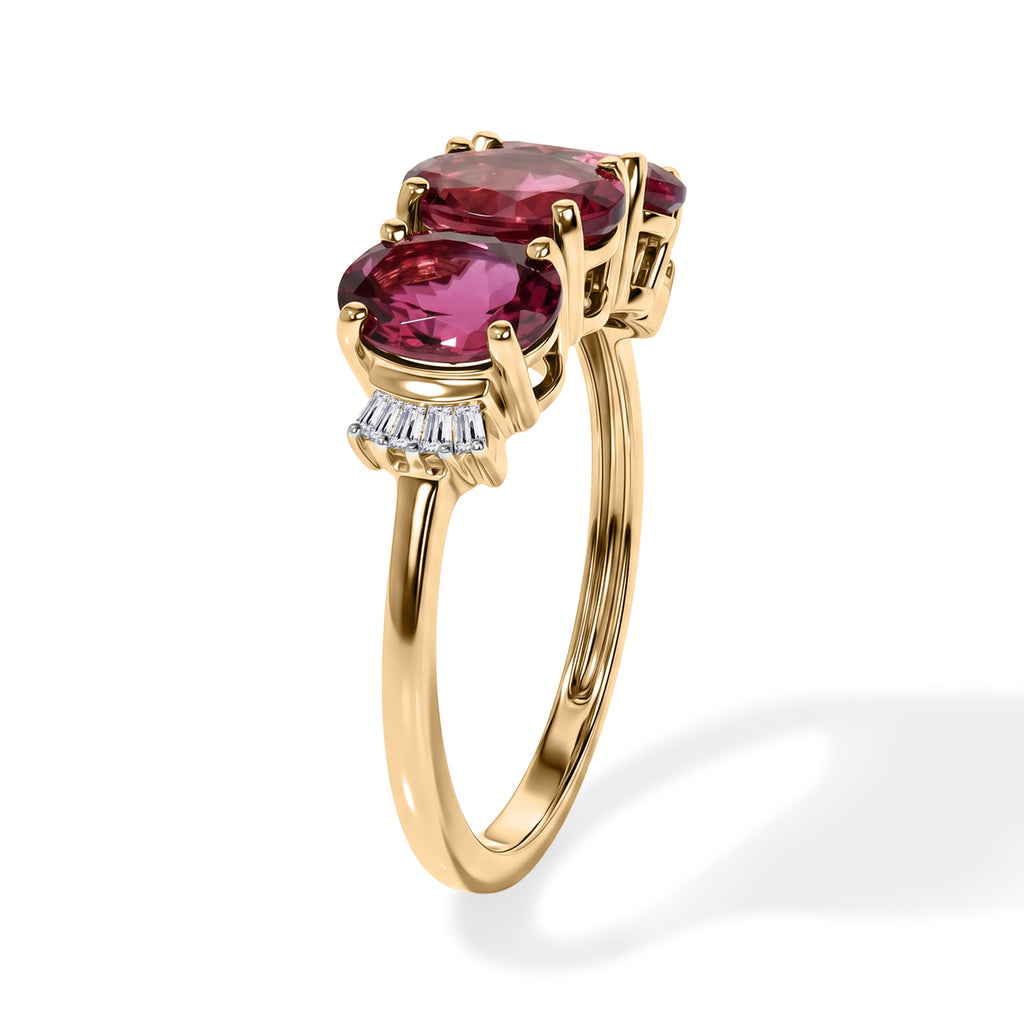 9K Yellow Gold AAA Rubellite & Natural White Diamond Ring 2.45 Ct._8657969_3