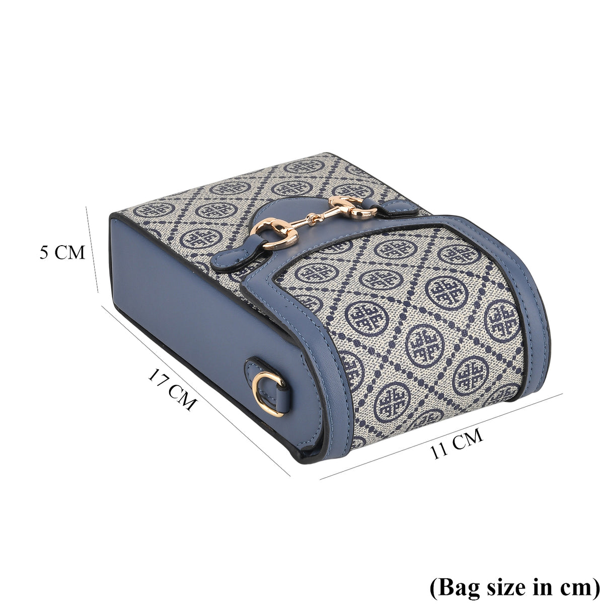One Time Designer Closeout Deal - Plaid Crossbody Phone Bag with Snaffle Horsebit Detail &amp; Adjustable Length Strap - Blue V32578487 4