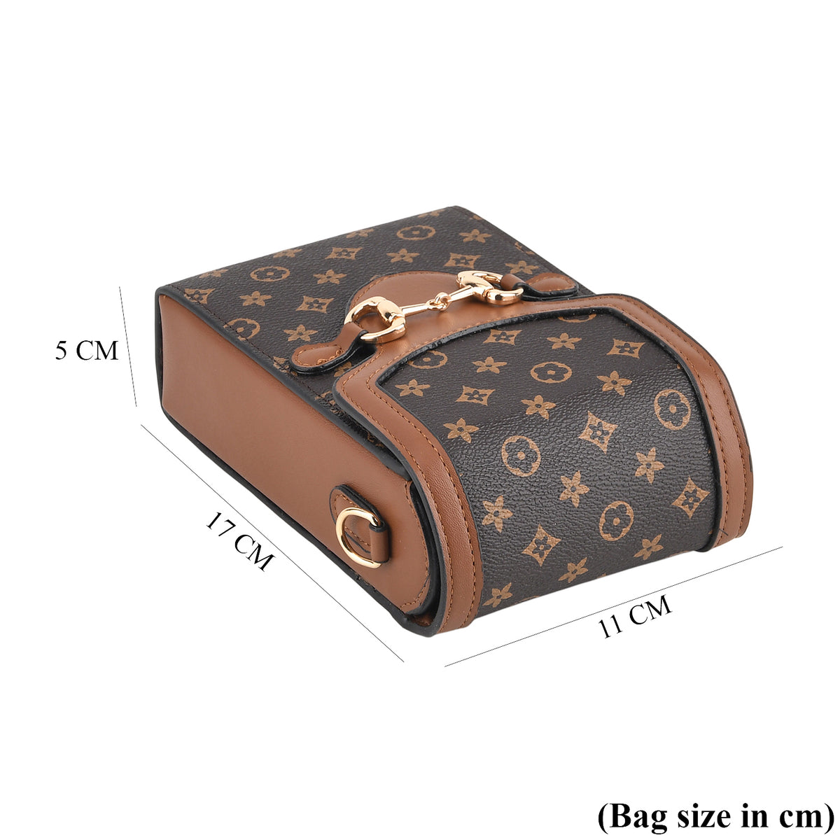 One Time Designer Closeout Deal - Plaid Crossbody Phone Bag with Snaffle Horsebit Detail &amp; Adjustable Length Strap - Black V32577742 4