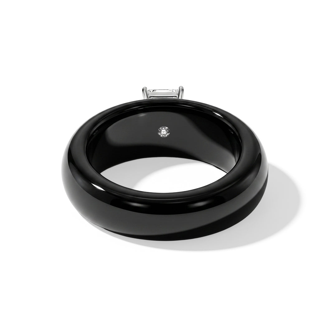 D'Joy - Black Jade & Lab Grown Diamond Ring in Rhodium Overlay Sterling Silver 24.90 Ct._8658038_4