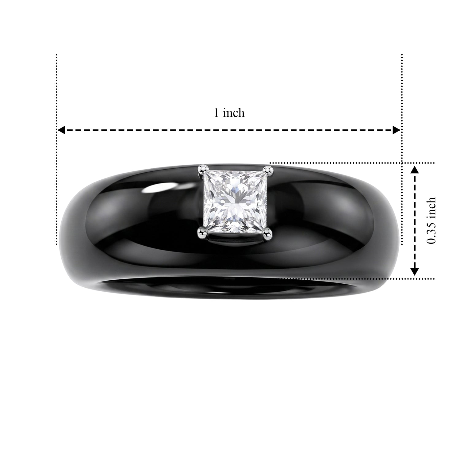 Natural Black Boot Jade &amp; Lab Grown Diamond (0.50Cts SI/GH )Solitaire Band Ring in Rhodium Overlay Sterling Silver 24.90 Ct. 8658040 6