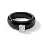D'Joy - Black Jade & Lab Grown Diamond Ring in Rhodium Overlay Sterling Silver 24.90 Ct._8658041