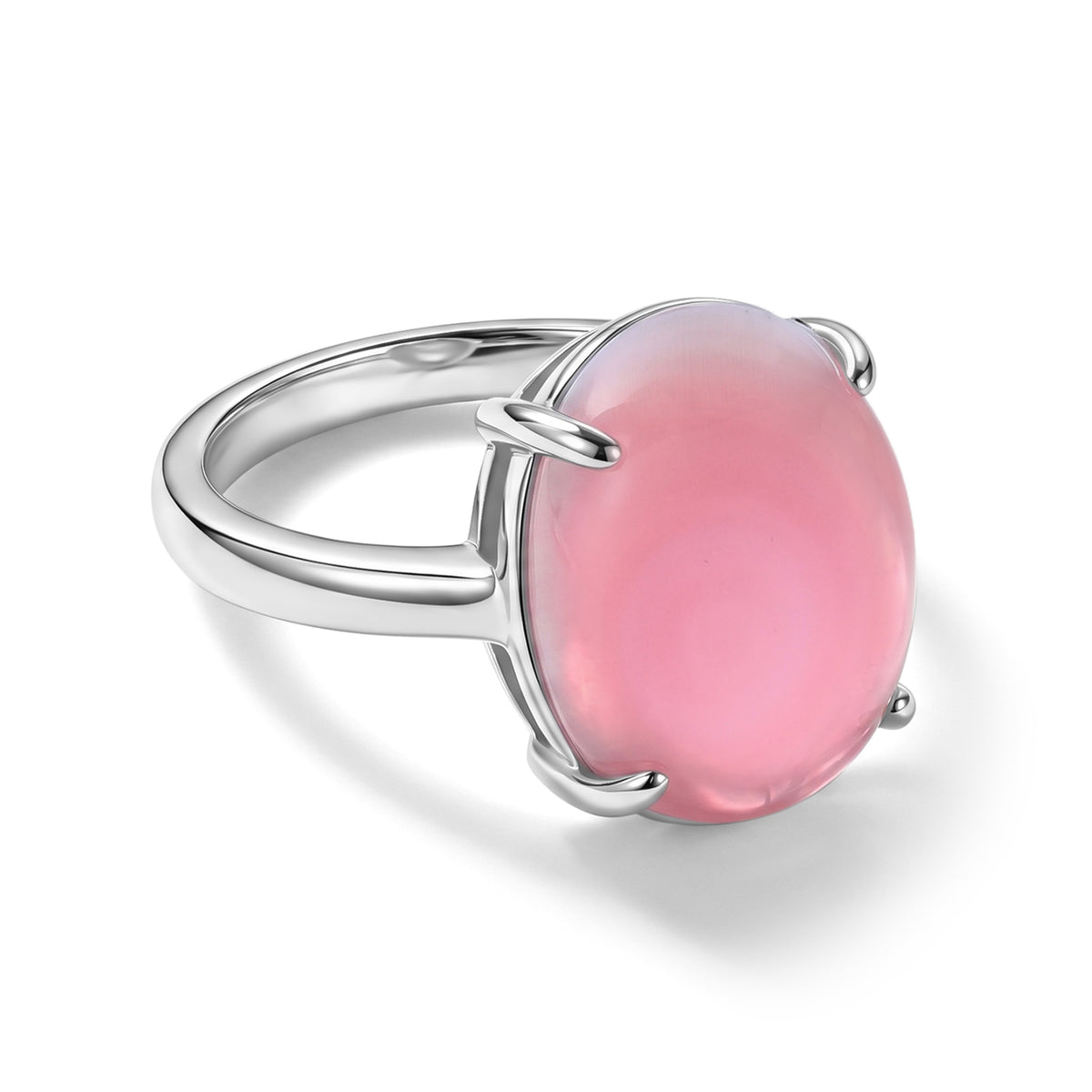 D'Joy - Pink Conch Shell Solitaire Ring in Rhodium Overlay Sterling Silver 8658116 0