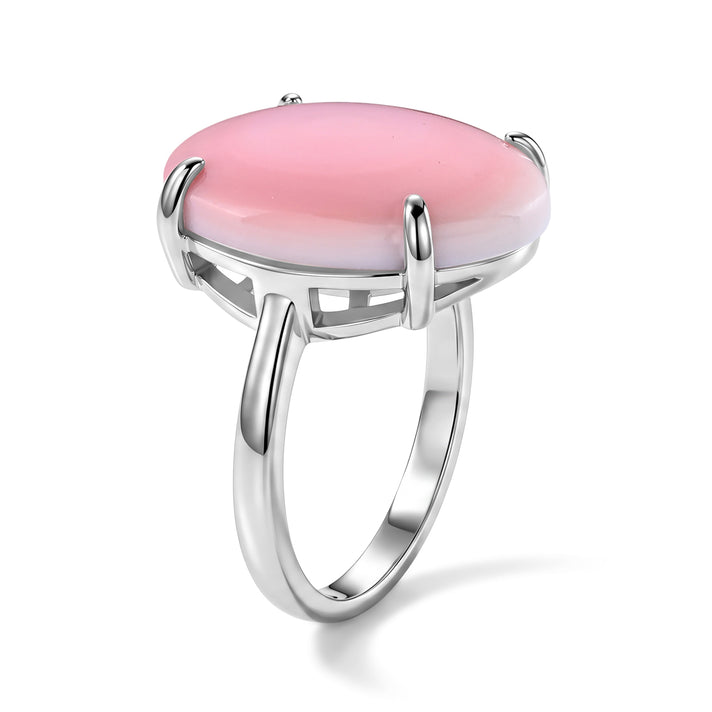 D'Joy - Pink Conch Shell Solitaire Ring in Rhodium Overlay Sterling Silver 8658116 2
