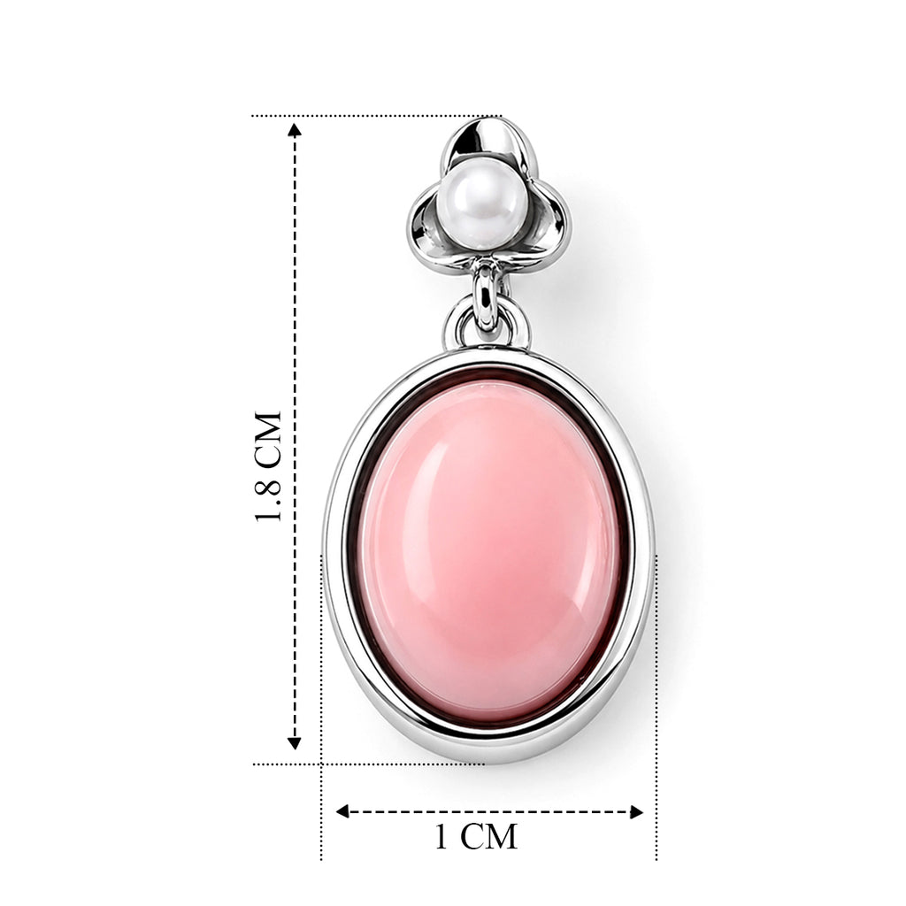 D'Joy - Pink Conch Shell & Fresh Water Pearl Floral Drop Earring with Push Back in Rhodium Overlay Sterling Silver_8658118_4