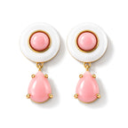 D'Joy - Pink Conch Shell Drop Earring with Push Back in Yellow Gold Plated Sterling Silver_8658159