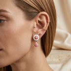 D'Joy - Pink Conch Shell Drop Earring with Push Back in Yellow Gold Plated Sterling Silver_8658159_2