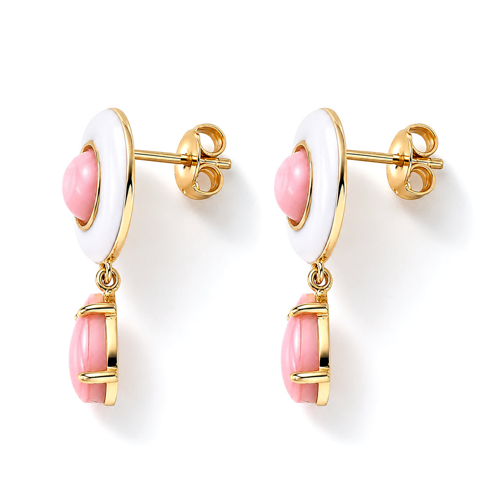 D'Joy - Pink Conch Shell Drop Earring with Push Back in Yellow Gold Plated Sterling Silver_8658159_3